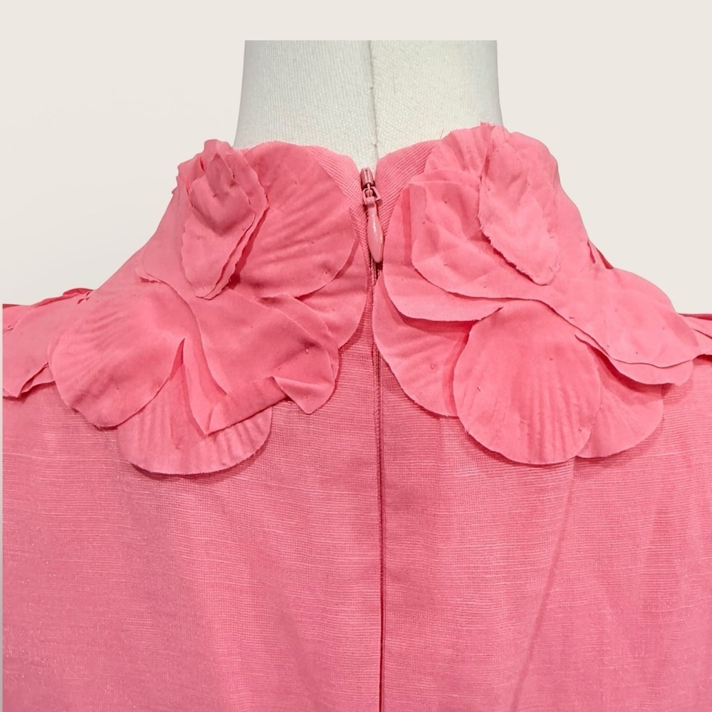 Antonio Melani Iris Linen Blend Floral Appliqué Mockneck Dress Taffy Pink NWT - Picture 9 of 16